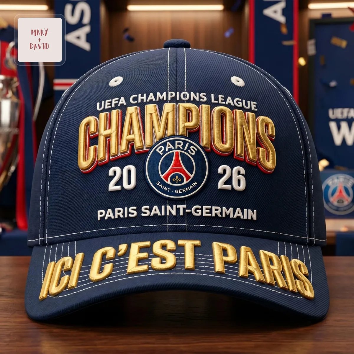 Paris Saint-Germain UEFA Champions League 2026 Premium 3D Embroidered Baseball Cap