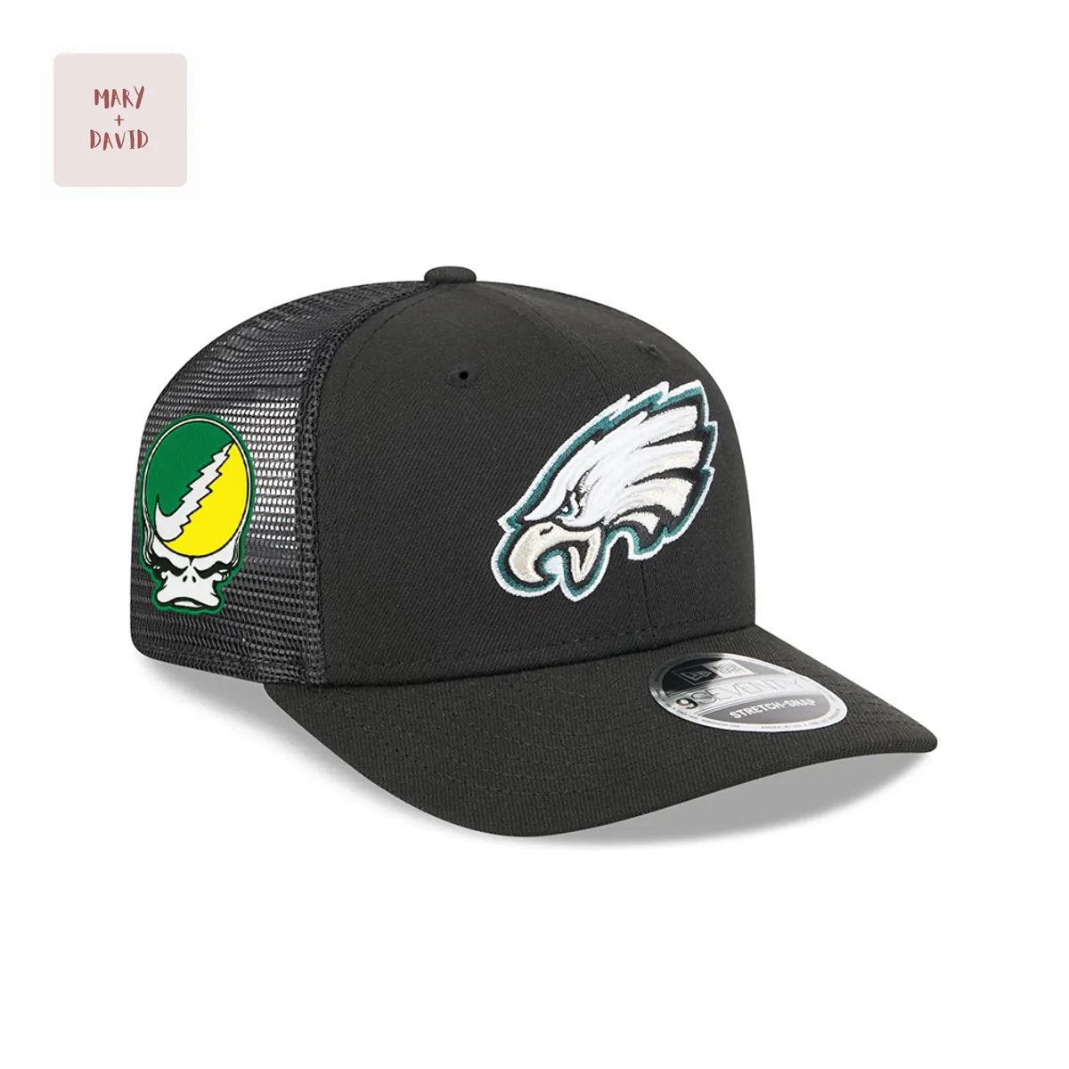Philadelphia Eagles NFL Grateful Dead Crossover Black Mesh Trucker Cap