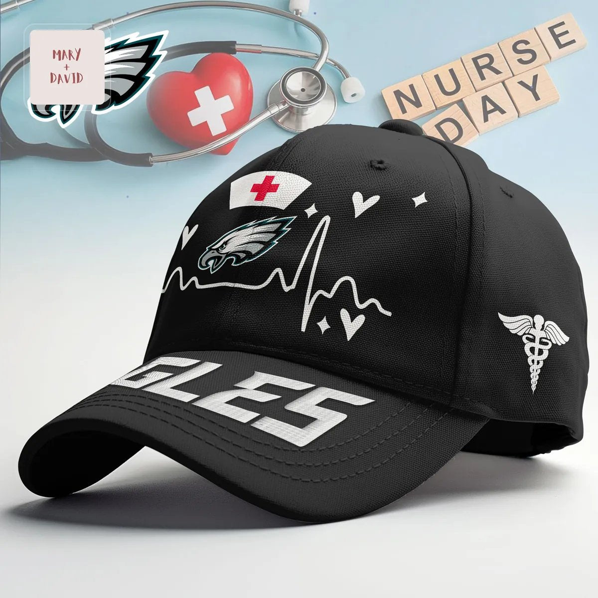 Philadelphia Eagles NFL Nurse Heartbeat Premium Baseball Cap