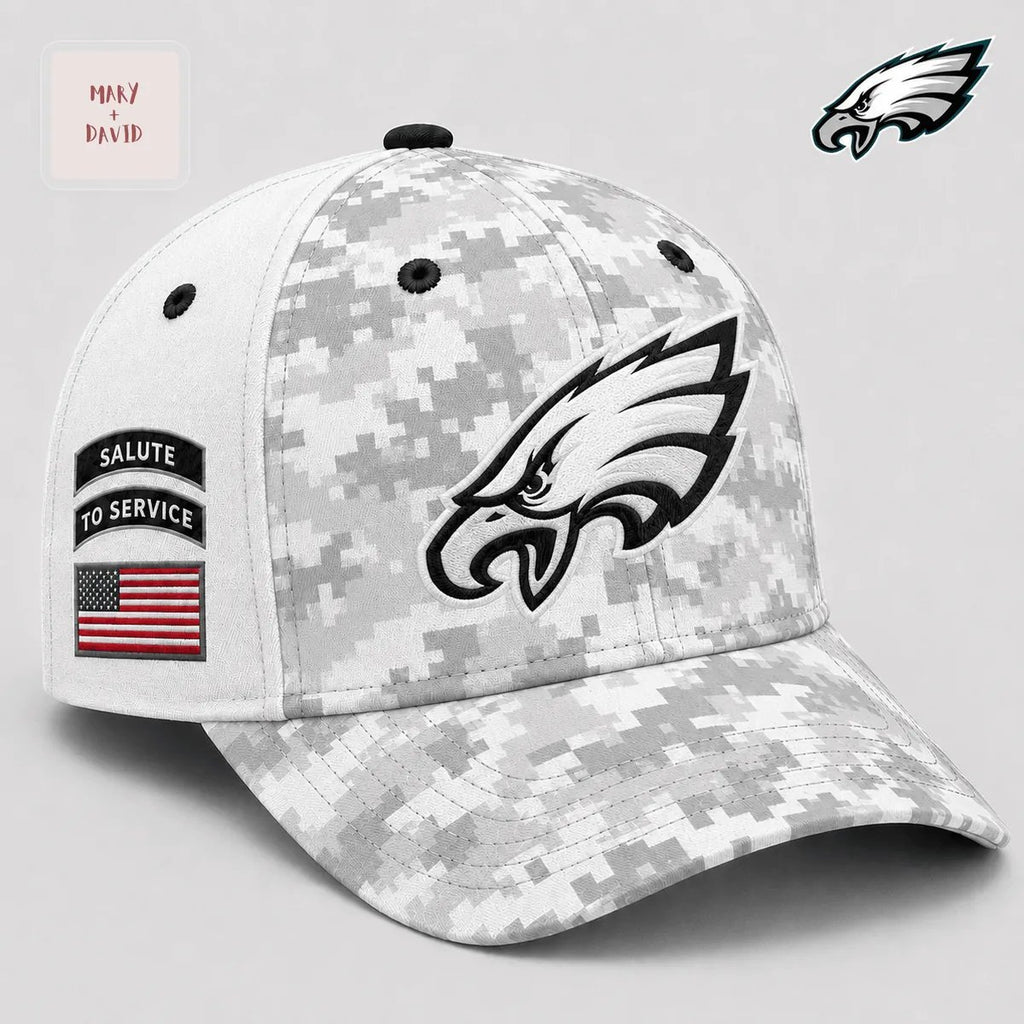 Philadelphia Eagles NFL Salute to Service White Digital Camo Baseball Cap