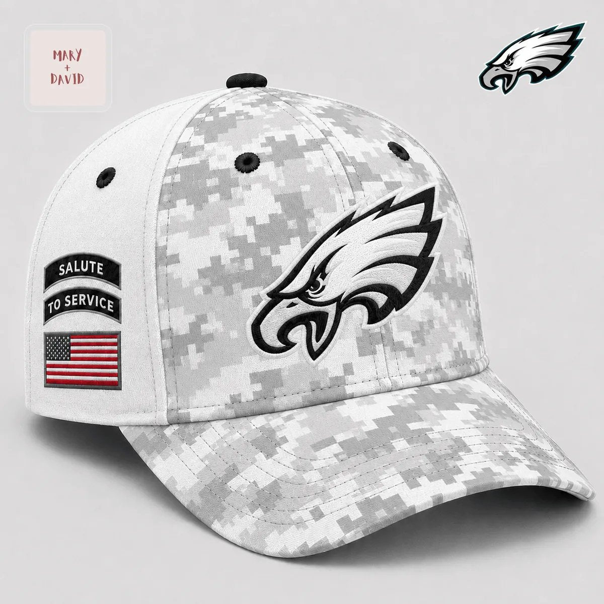 Philadelphia Eagles NFL Salute to Service White Digital Camo Baseball Cap