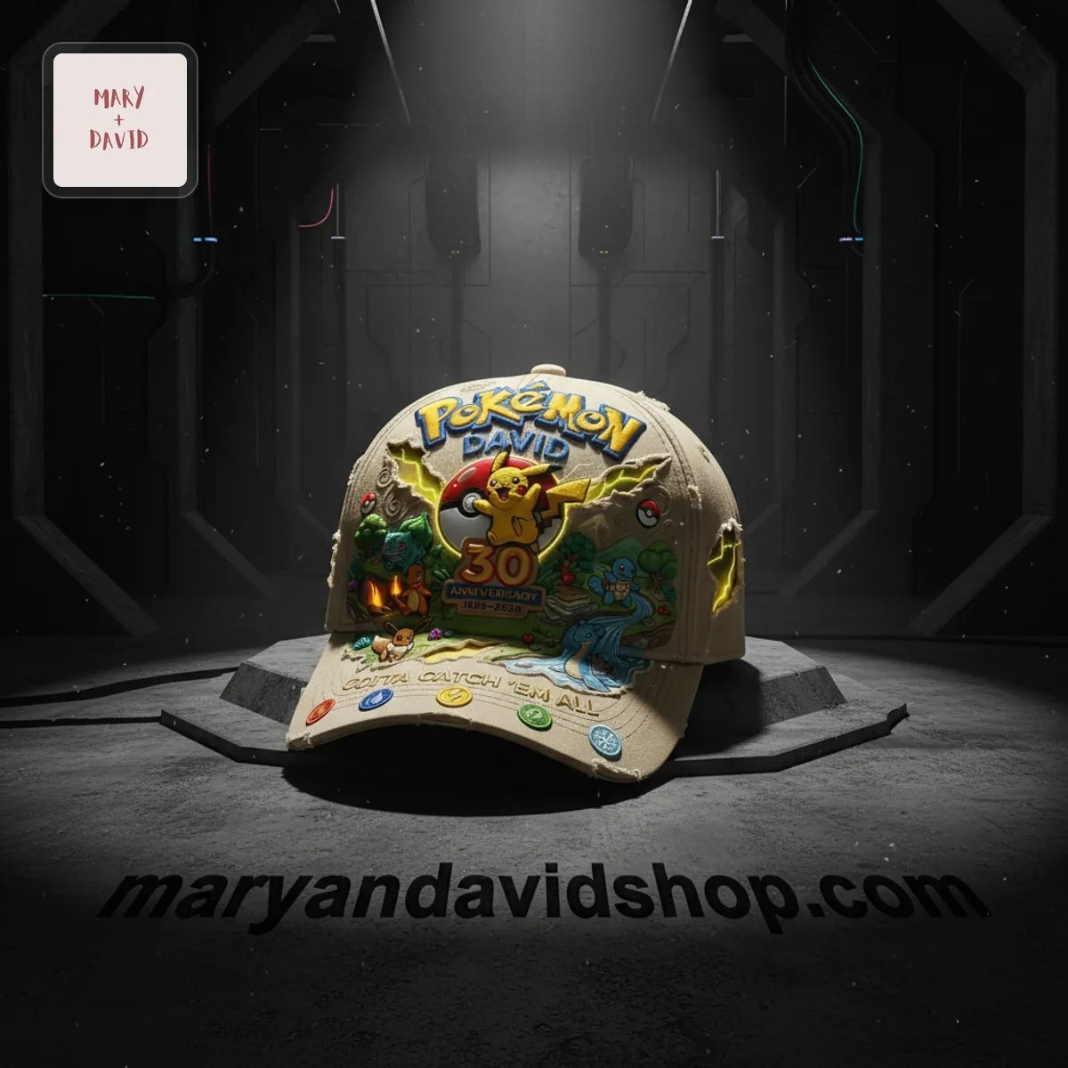 Pokémon 30th Anniversary Personalized David Distressed Classic Cap