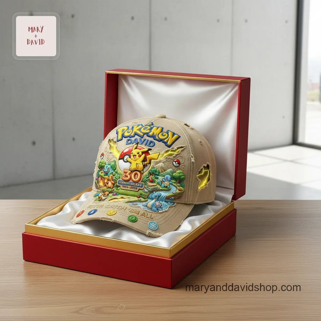 Pokémon 30th Anniversary Personalized David Distressed Classic Cap
