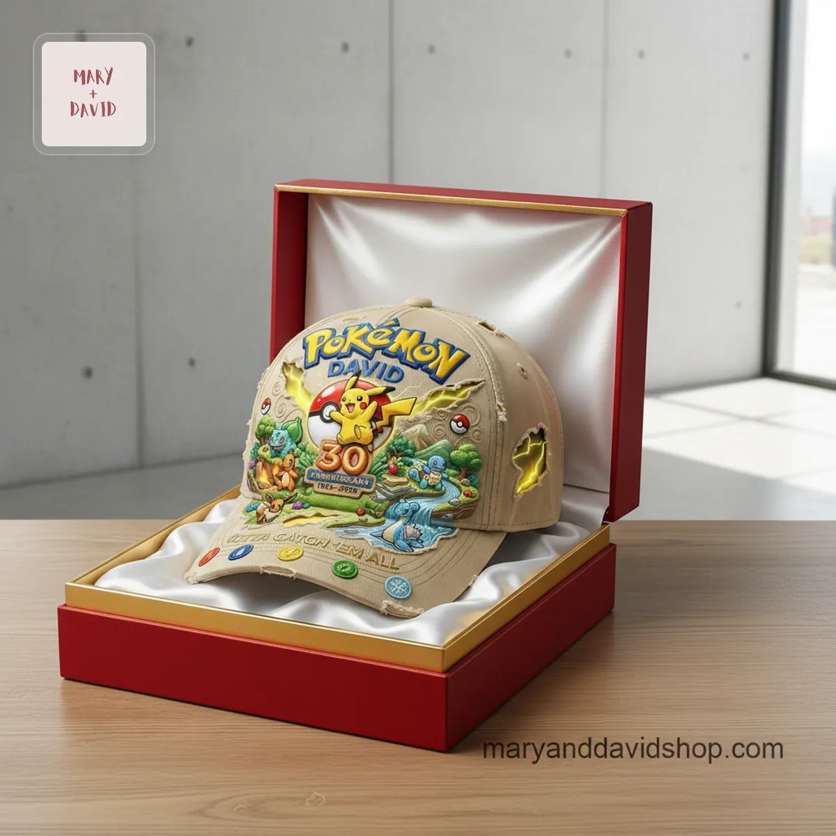 Pokémon 30th Anniversary Personalized David Distressed Classic Cap
