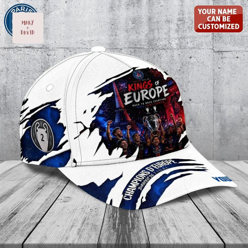 PSG Paris Saint-Germain Personalized Kings of Europe 2025-2026 Baseball Cap