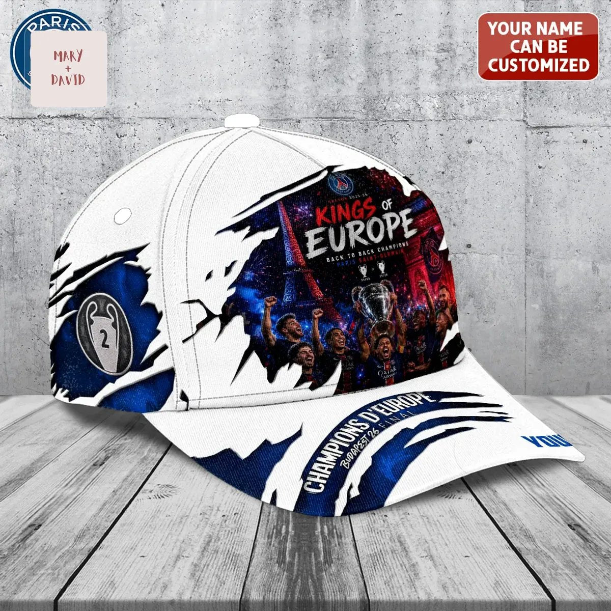 PSG Paris Saint-Germain Personalized Kings of Europe 2025-2026 Baseball Cap