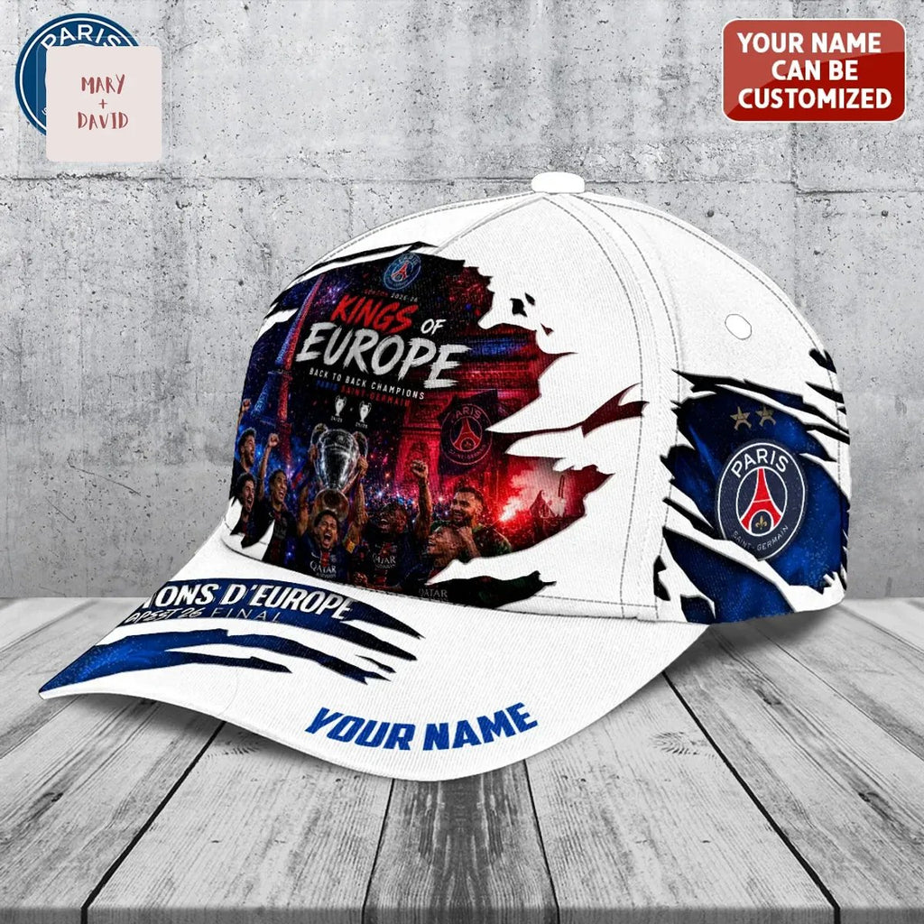 PSG Paris Saint-Germain Personalized Kings of Europe 2025-2026 Baseball Cap