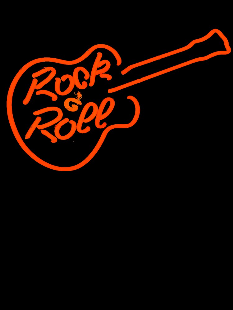 Rock And Roll Neon Sign Guitar Shirt