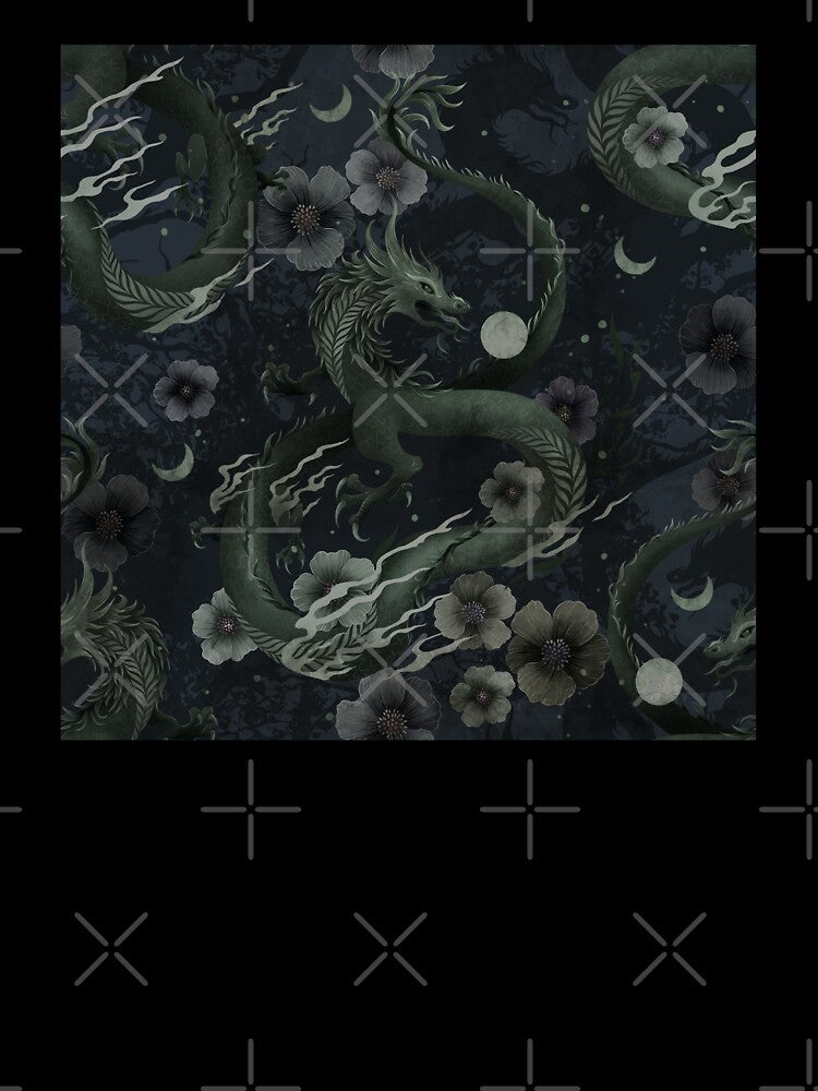 Grunge Floral Dragon Pattern Shirt