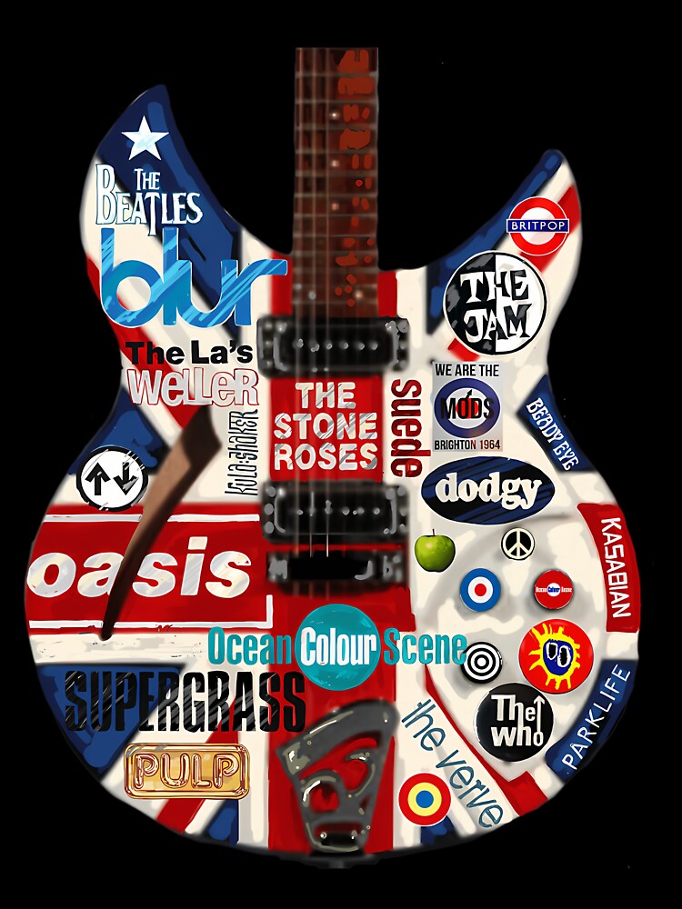 Britpop Nineties Music Groups Mod Band Pop Art Union Jack Flag Shirt