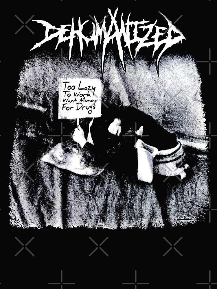White Typography And Silhouette Death Metal Shirt