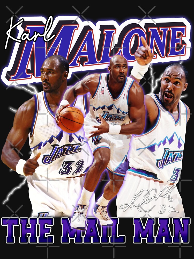 Vintage KARL MALONE The Mail Man Basketball Legend Signature Retro Shirt