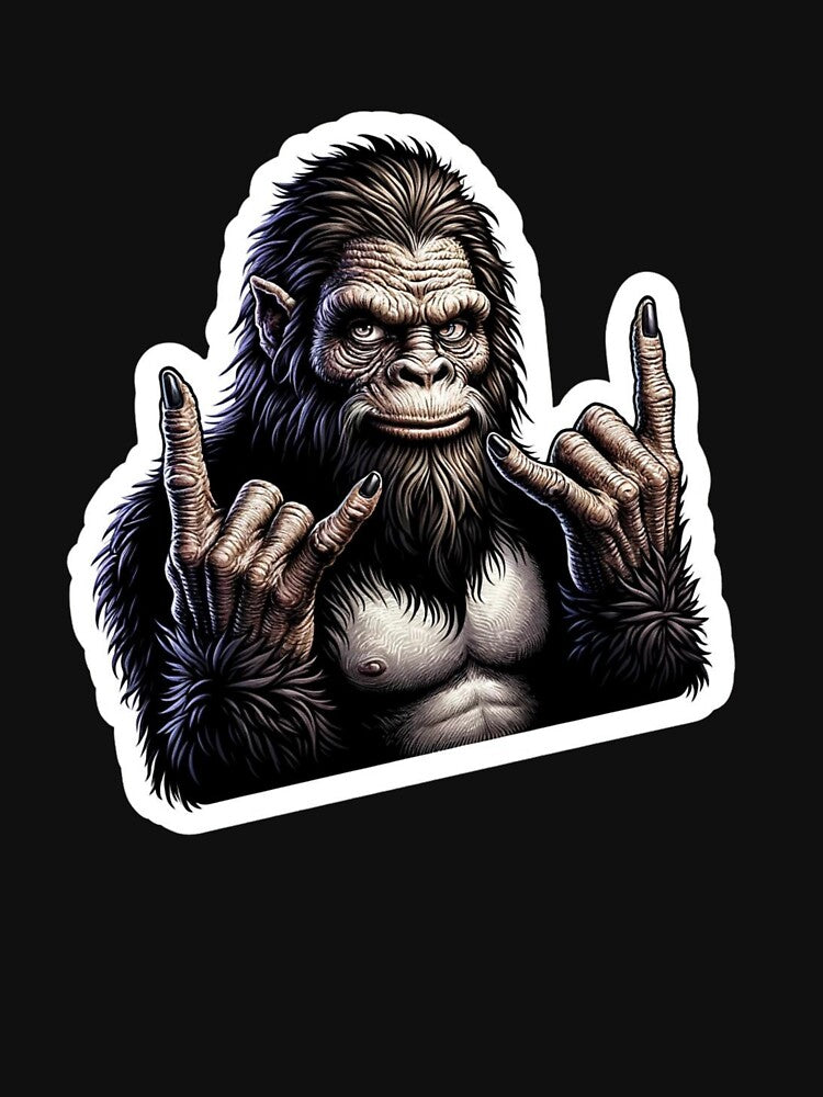 Bigfoot Giving The Double Rock Horns Symbol Shirt