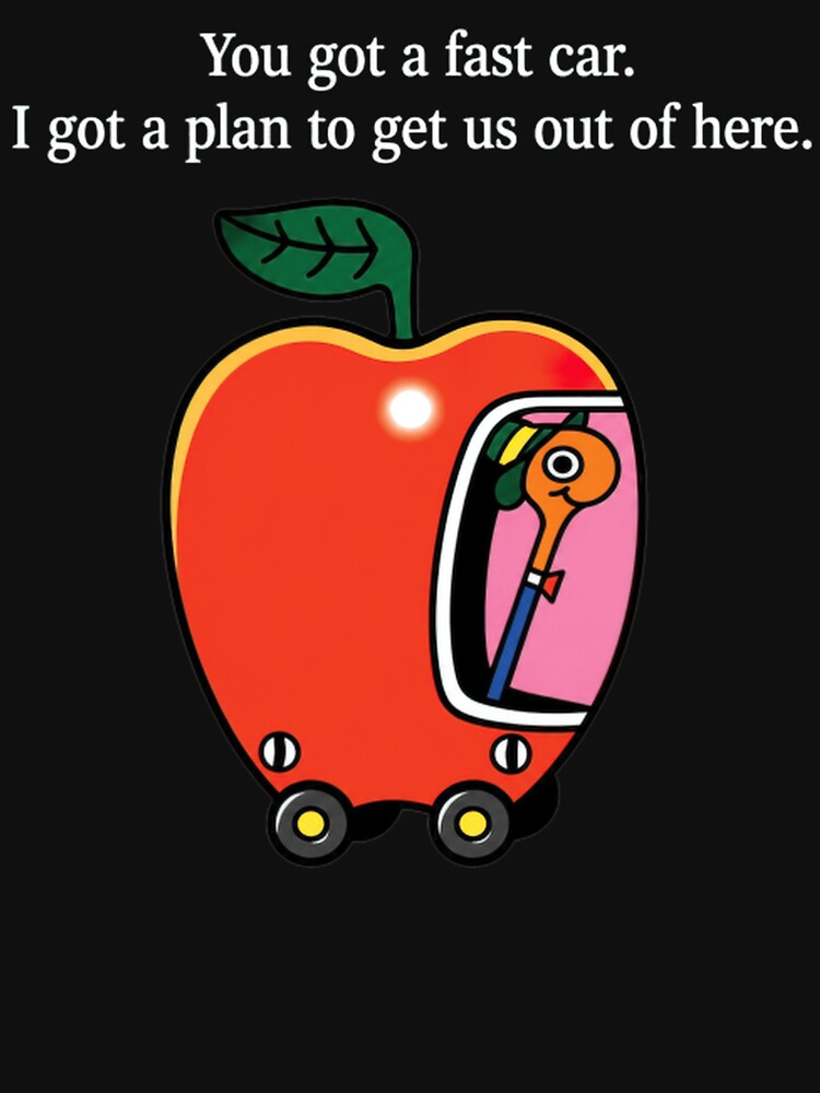 Apple Car Escape Plan Retro Cartoon Road Trip Design Shirt