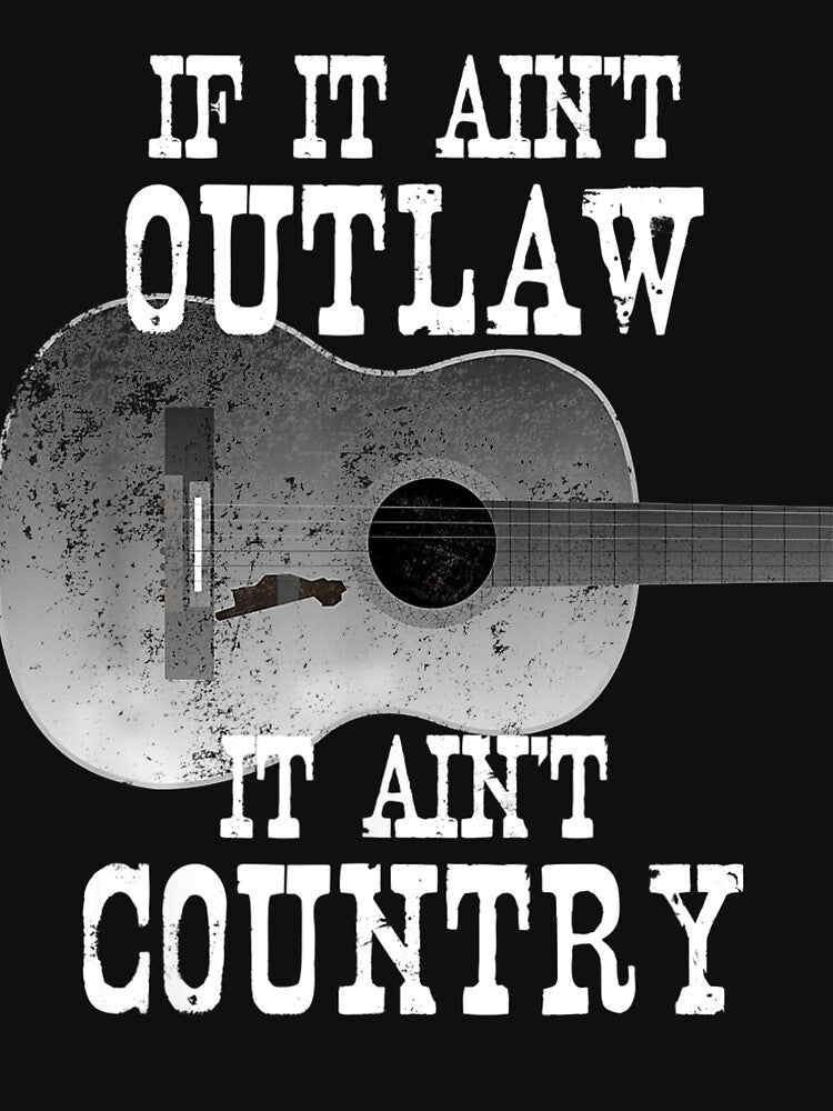 Retro Country Distressed Outlaw Music Guitar Shirt