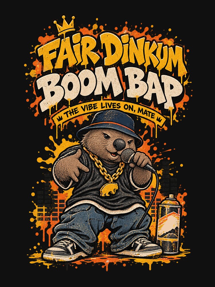 Fair Dinkum Boom Bap Hip Hop Wombat Graffiti School Rap Shirt