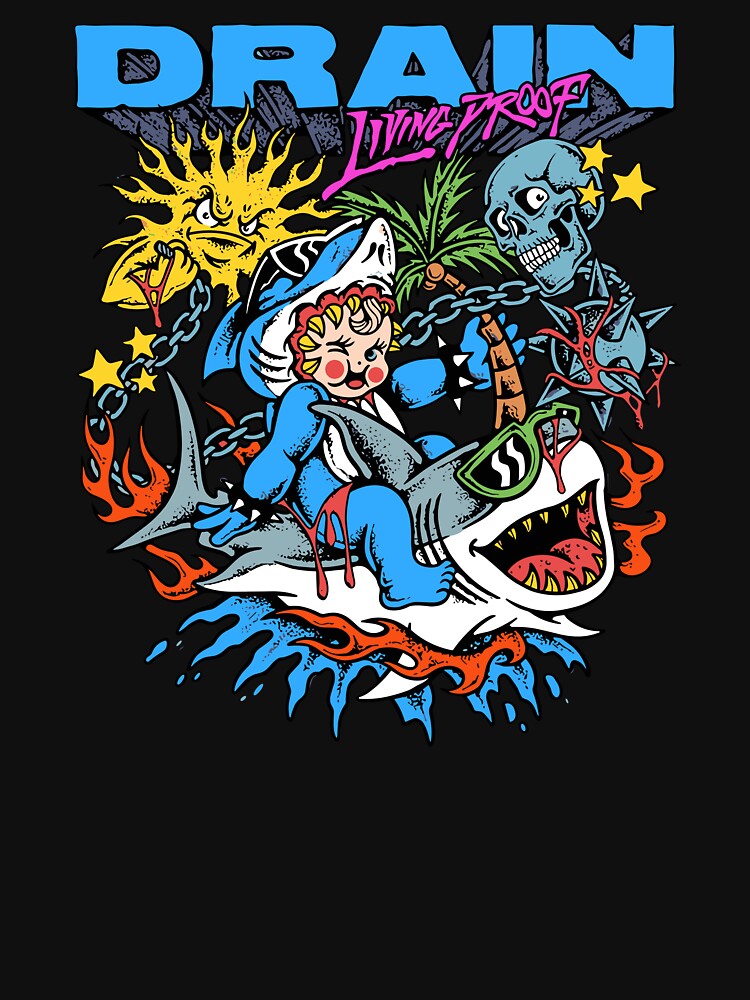 Drain Living Proof Skull Shark Shirt