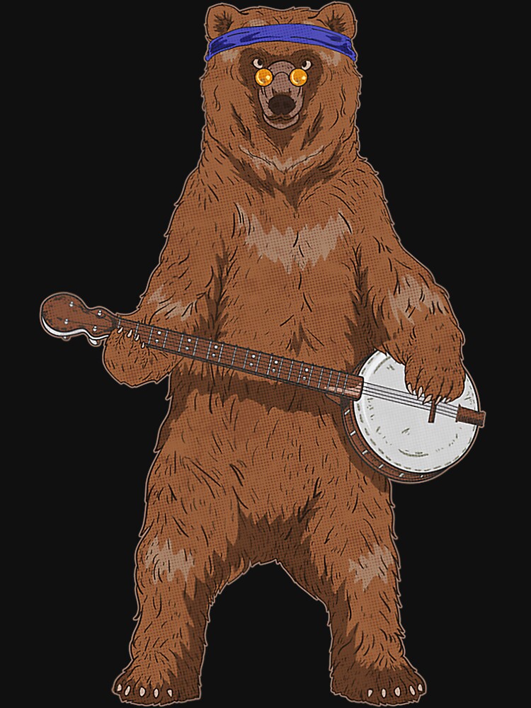 Banjo Bear Hippie Bluegrass Throwback Musician 35 Shirt