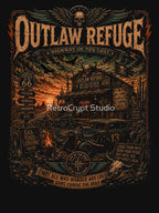 OUTLAW REFUGE Vintage Western Biker Highway Of The Lost RetroCrypt Shirt
