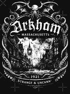 Arkham Massachusetts - Gothic Victorian Horror City Emblem - Dark Shirt