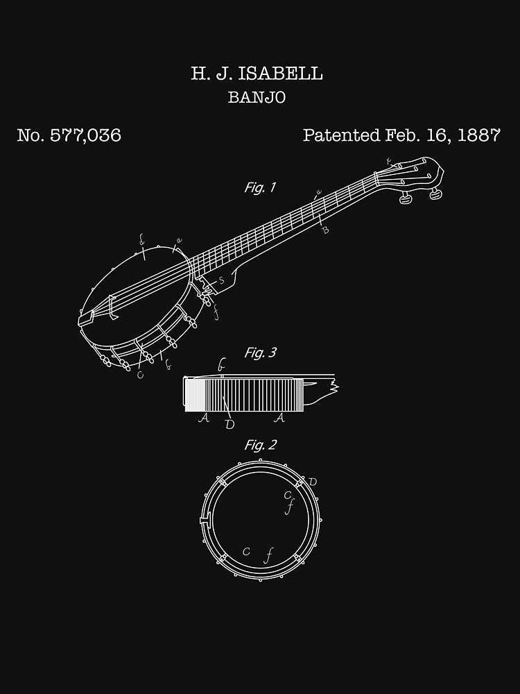 Banjo Patent Banjo Player Bluegrass Music Banjo Gear Shirt