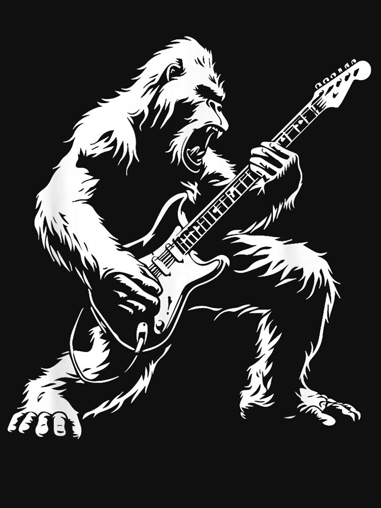 Bigfoot Playing Guitar Rock Music Band Sasquatch Shirt