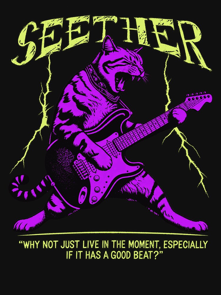 Seether Purple Guitar Cat Shirt