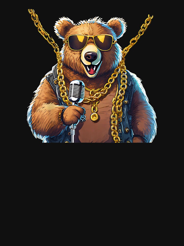 Hip Hop Teddy Bear With A Microphone And Chain Shirt
