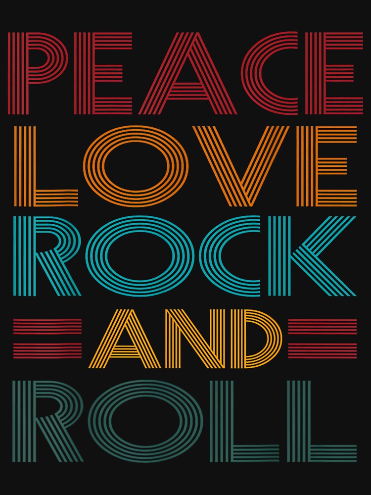 Retro Peace Love Rock N Roll Distressed Rock Concert Music Shirt