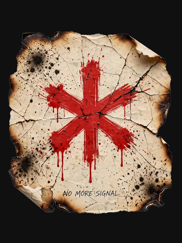 No More Signal Burnt Paper Red X Grunge Art Shirt