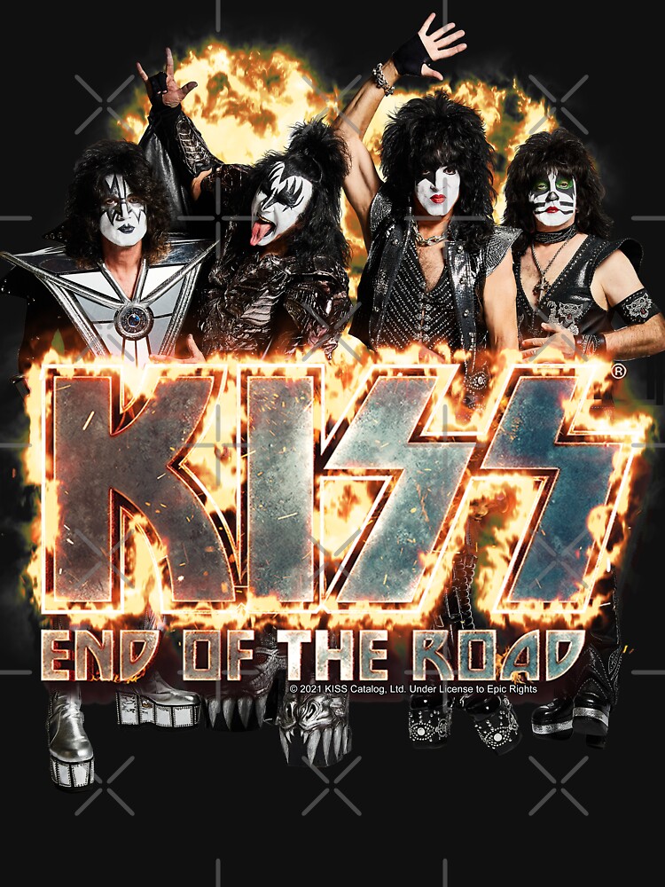 KISS The Band - End Of The Road On Fire Logo Shirt