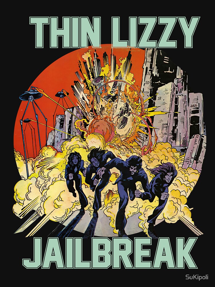Thin Lizzy Jailbreak Explosion Vintage Black Print T Shirt