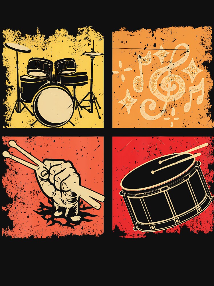 Percussion Drums Drummer Band Drumset Retro Vintage Drum Set Shirt