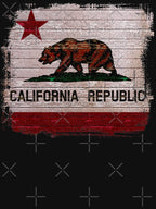 California Republic Weathered Timber State Flag Bear Star Shirt