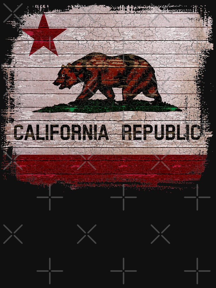 California Republic Weathered Timber State Flag Bear Star Shirt