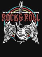 Vintage Retro Style 80s Rock Roll Music Guitar Wings Shirt
