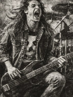 Cliff Burton Digital Charcoal Bassist Portrait Shirt