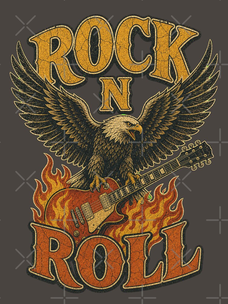 Rock N Roll Eagle Guitar Vintage Rock Music Shirt