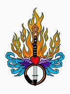 Tattoo Style Flaming Heart Banjo With Wings Shirt