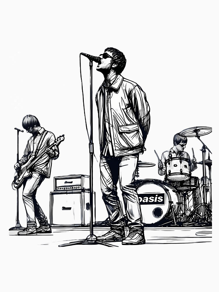 Minimalist Line Art Of Oasis Performing Shirt