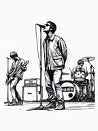 Minimalist Line Art Of Oasis Performing Shirt