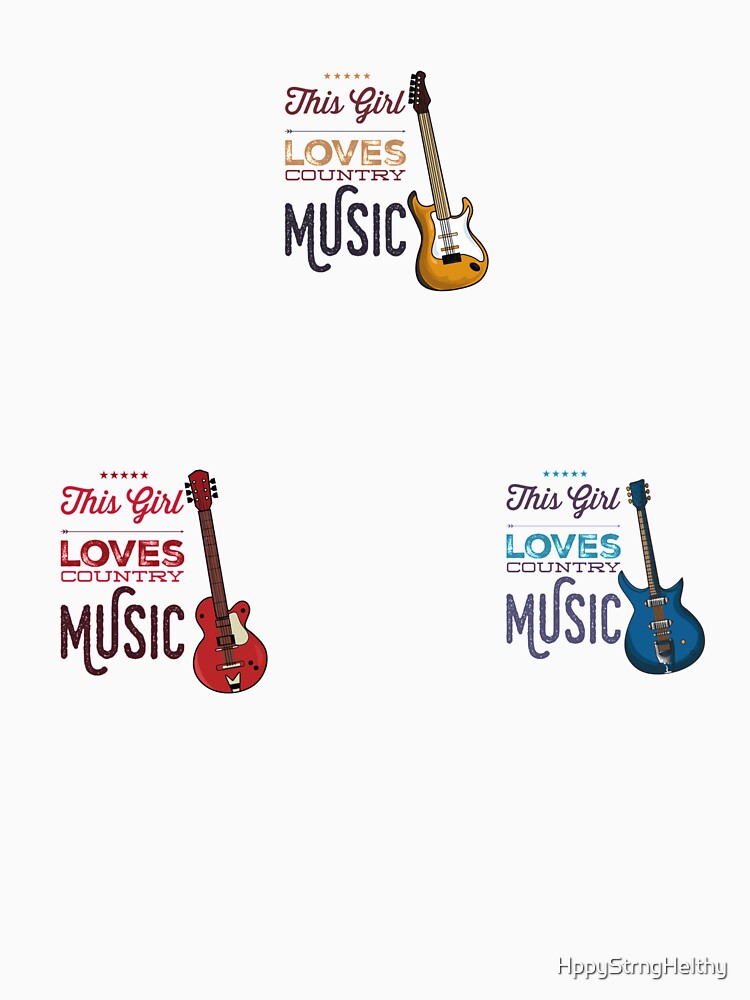 This Girl Loves Country Music With Electric Bass Guitar Brown Red Shirt