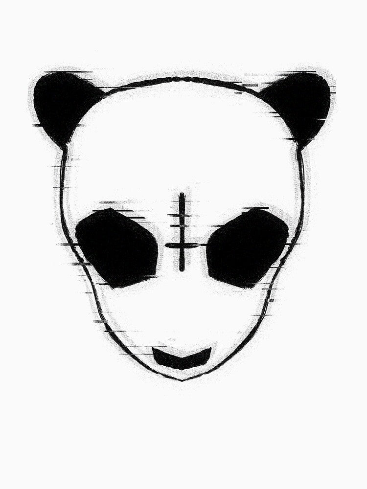 Cro Rapper Mask Glitch Effect Black White Transparent Shirt