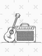 Illustration Of An Amplifier Placed Next To A Guitar Shirt