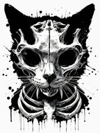Gothic Skull Cat Design Shirt