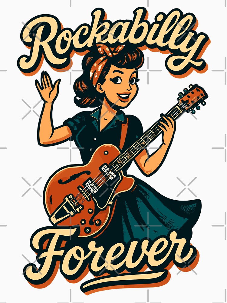 Rockabilly Forever Electric Guitar Woman 50s Rock'n'Roll Good Mood Shirt