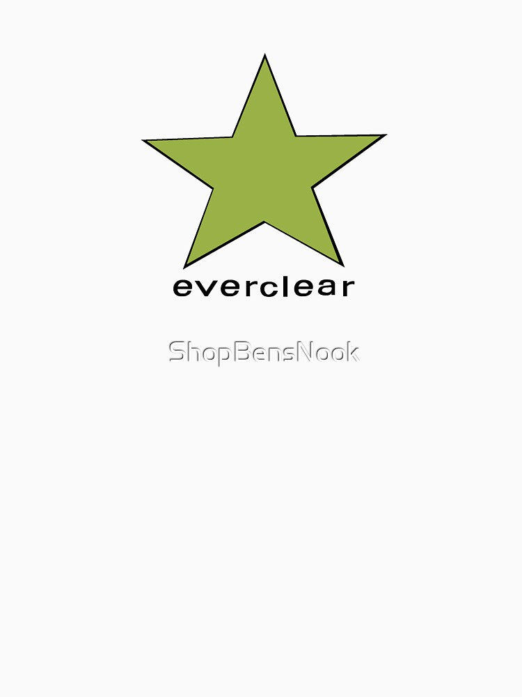Everclear White Pale Green Star Design Shirt