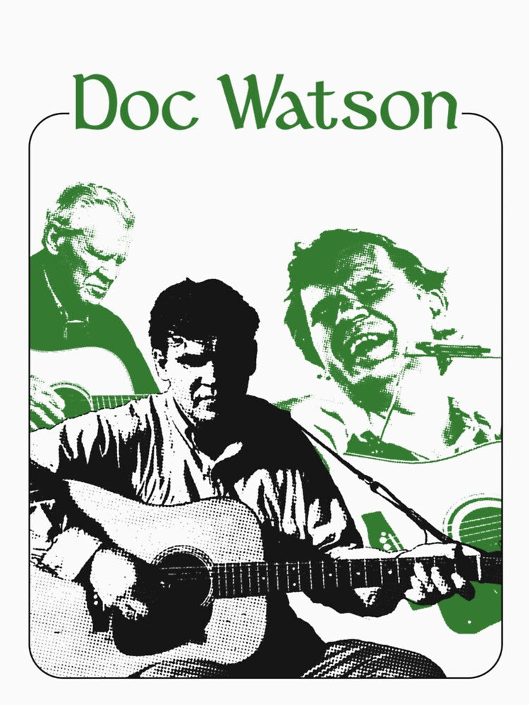 Doc Watson Folk Bluegrass Vintage Portrait Graphic Design Shirt