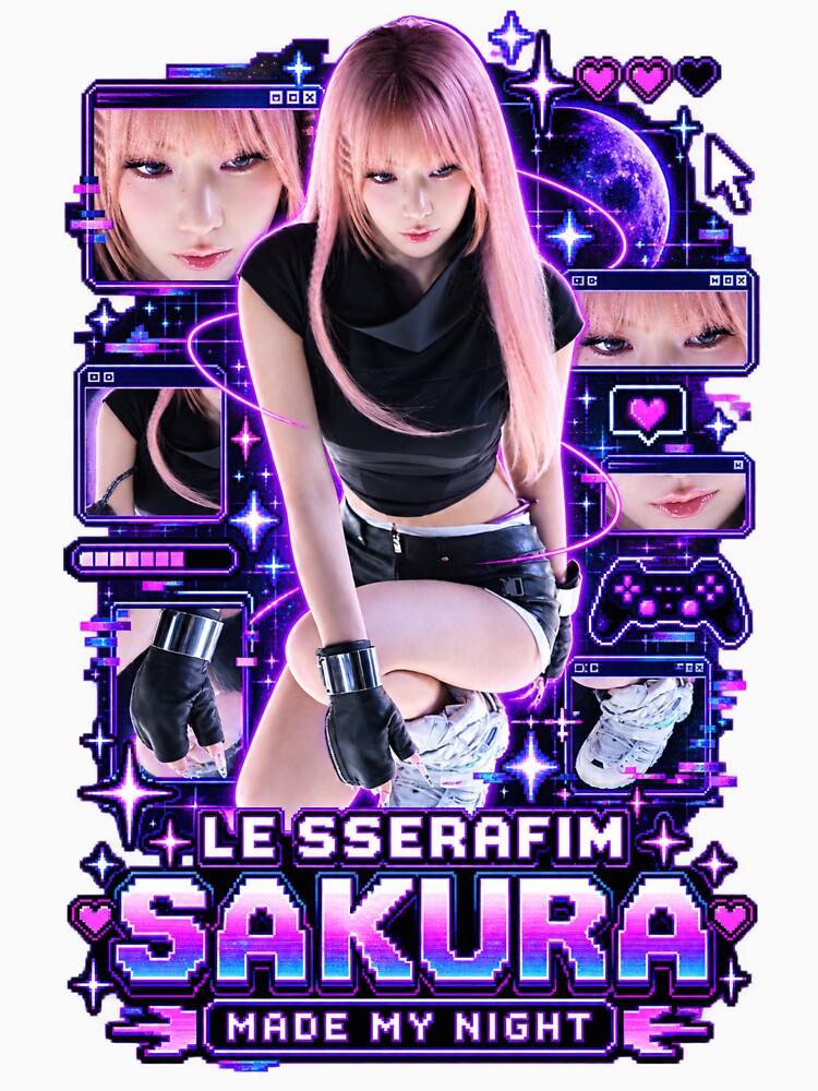Miyawaki Sakura Made My Night Neon Gamer HUD Fan Art Shirt