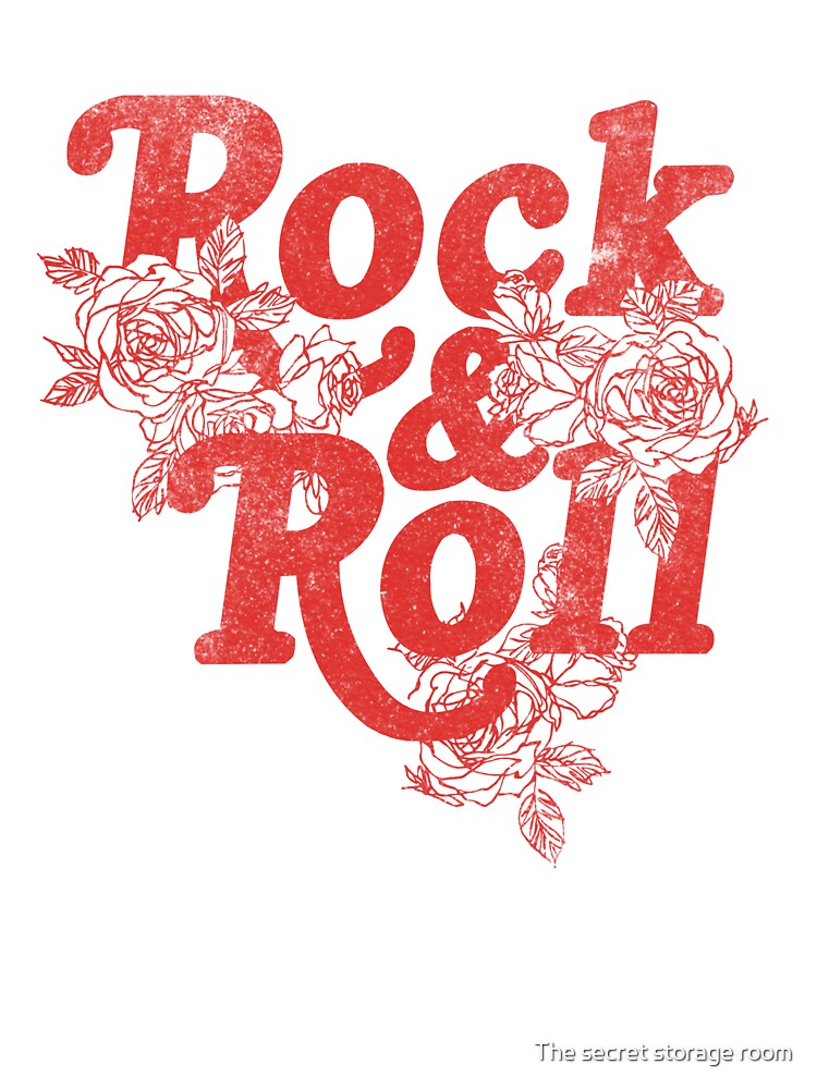 Rock And Roll Roses Vintage Red Typography Shirt